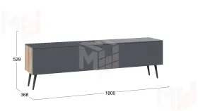 Тумба ТВ Порто с опорами - СМ-393.03.011 Яблоня Беллуно, Графит софт