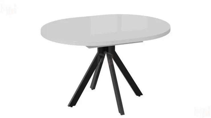 Стол обеденный раздвижной Стокгольм Тип 1  Черный муар, Стекло глянцевое белое