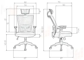 Офисное кресло для персонала DOBRIN NIXON (чёрный, серая сетка)