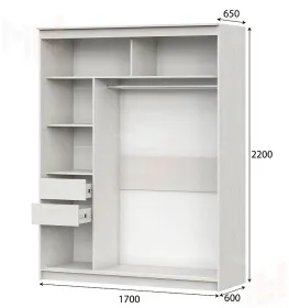 Шкаф-купе №25 (1,7м) Грей Сосна Санторини