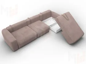 Диван угловой Лига-066 НПБ Лонг угол правый ( TOWER 05 бежевый )