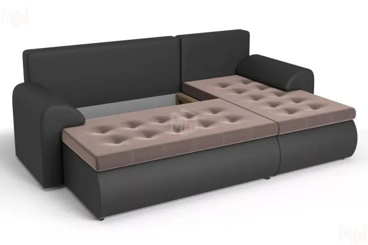 Угловой диван Ванкувер (правый)  Коричневый, Черный