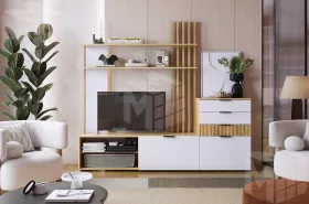 Гостиная Бери К3 дуб крафт золотой/белое дерево