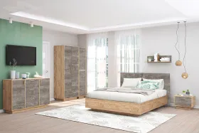 Спальный гарнитур ЭГО Дуб Крафт/Камень Темный Вариант 7