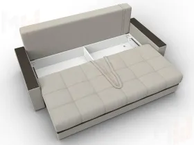 Диван прямой с декором Лига-096 НПБ ( Амур 02 Бежевый/Коричневый )