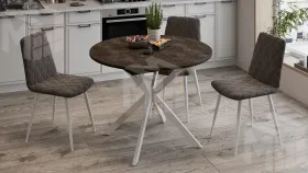 Стол обеденный раздвижной Мэдисон Тип 1 Белый муар, Ателье темный