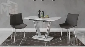 Стол обеденный Дели Тип 1 Белый глянец, Стекло матовое белый мрамор