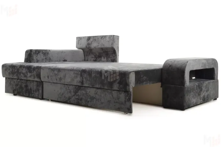 Диван угловой Марго Серый Левый Велюр