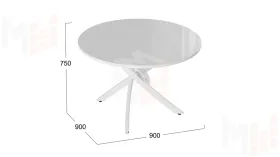 Стол обеденный Diamond Тип 2 - КМ+02.68.000.167 Белый муар, Белый глянец