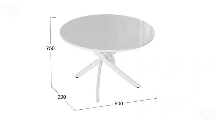 Стол обеденный Diamond Тип 2 - КМ+02.68.000.167 Белый муар, Белый глянец