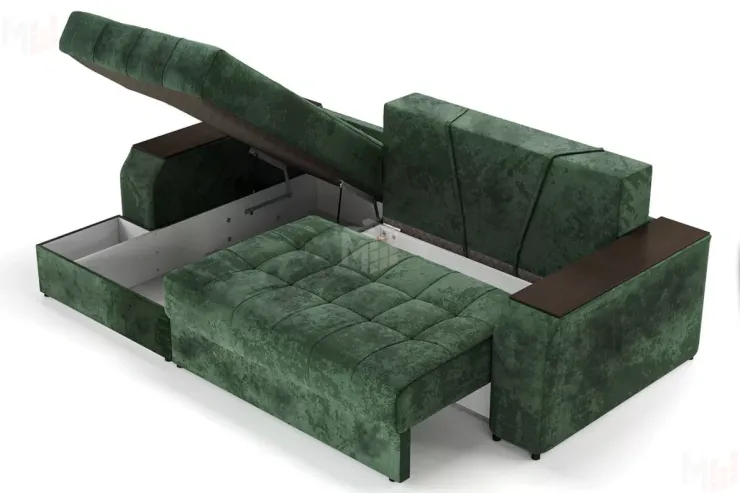 Угловой диван-кровать Лас-Вегас Зеленый левый