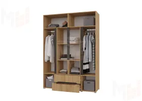 Шкаф Вега 4-х створчатый с ящиками (крафт золотой)