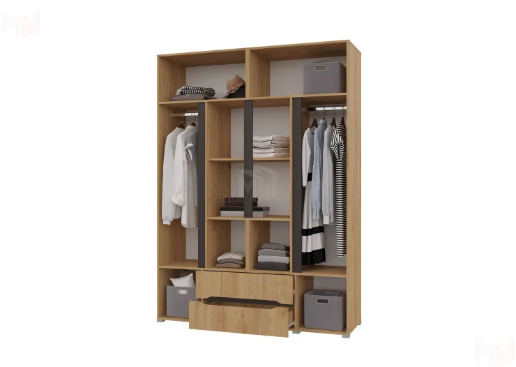 Шкаф Вега 4-х створчатый с ящиками (крафт золотой)