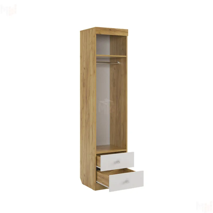 Шкаф комбинированный (с ящ. 1-створчатый) Форсаж дуб крафт золотой/белый