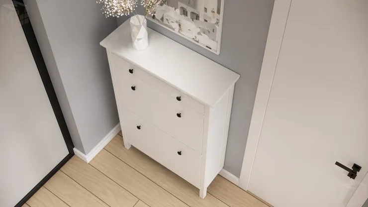 Тумба для обуви из массива Кымор 89 с ящиком, белая