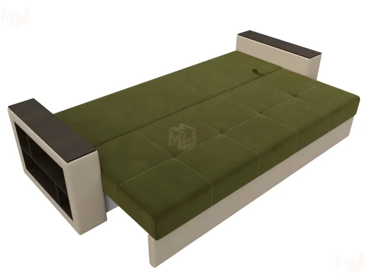 Диван прямой Дубай Лайт полки слева ( Зеленый\Бежевый )