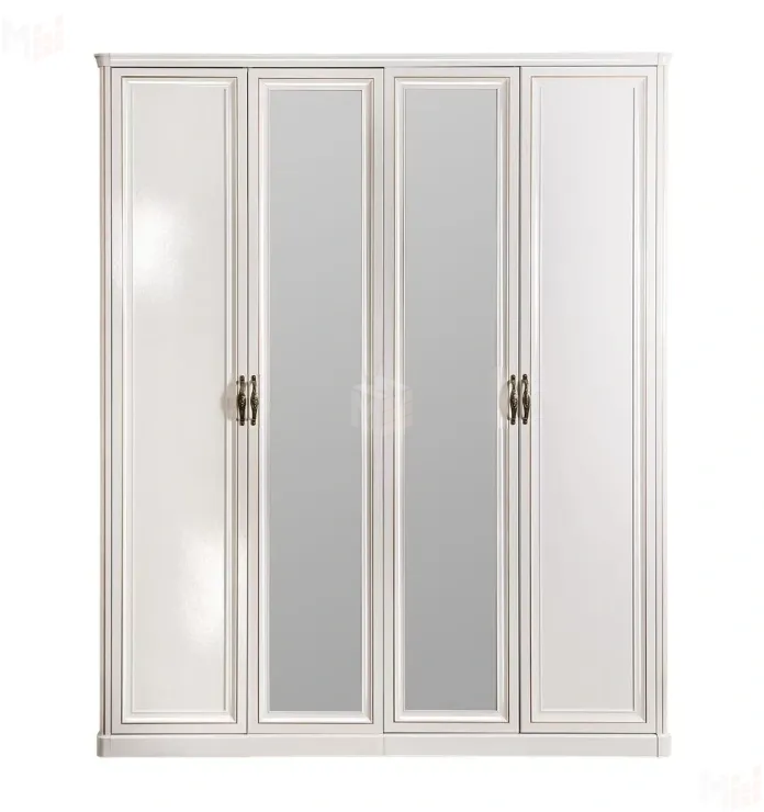 Шкаф Натали 4-дверный (2+2) с зеркалом белый глянец