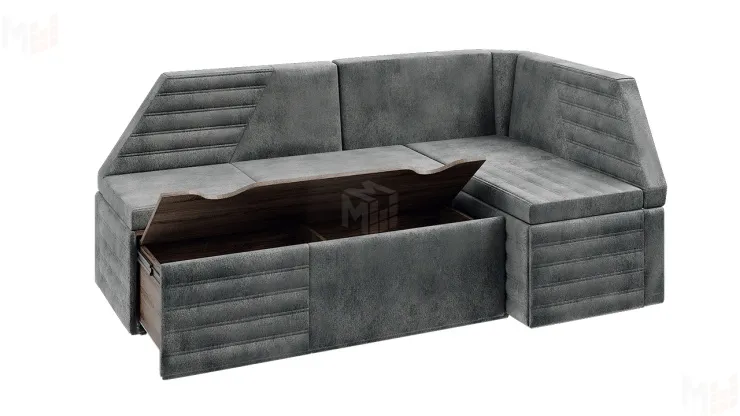 Кухонный диван Лондон со спальным местом (велюр серый)