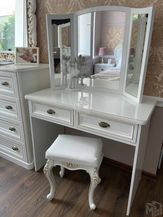 Зеркало трельяж Натали для туалетного столика белый глянец