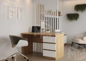 Стол письменный Бостон СП-001 (крафт золотой/Белый глянец)