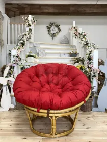 Кресло Папасан 23/01 с красной подушкой