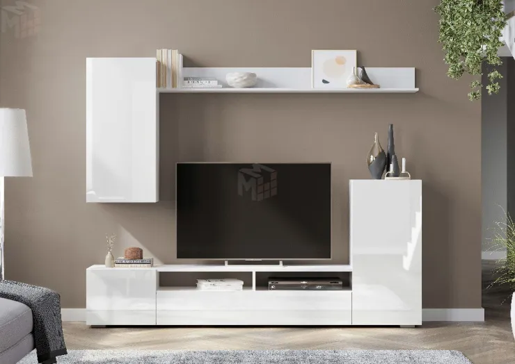 Гостиная МГС 4 Белый/Белый глянец