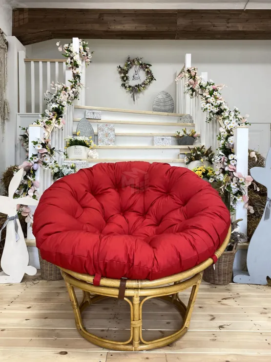 Кресло Папасан 23/01 с красной подушкой