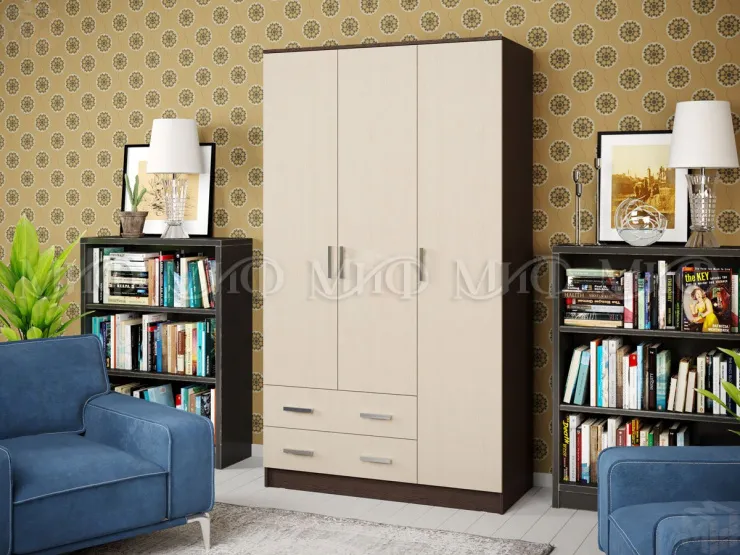 Шкаф 3-х створчатый Миф (венге/дуб беленый)