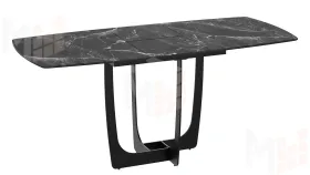 Стол обеденный Орфей Черный муар, Стекло глянцевое черный мрамор