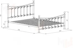 Двуспальная металлическая кровать Эльда