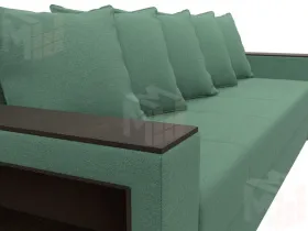 Диван прямой Дубай Лайт полки слева ( Зеленый )