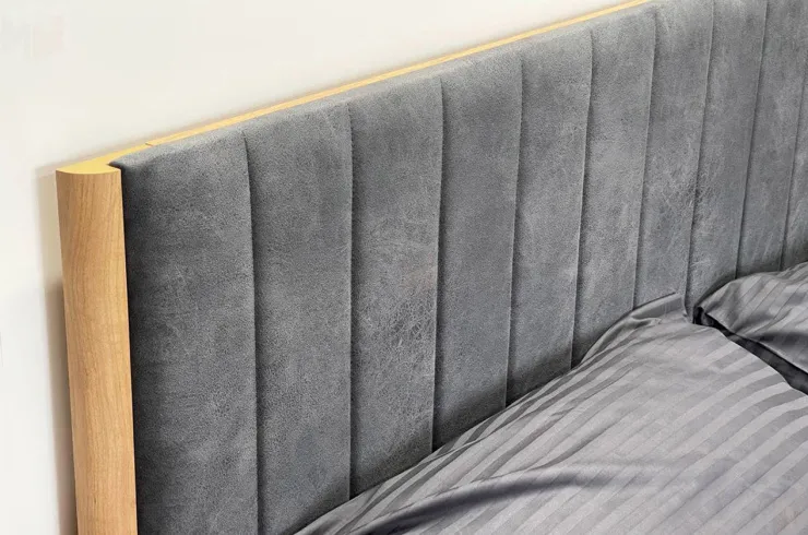 Кровать Адам с подъемным механизмом 160х200 дуб крафт золотой/грей алькантара (велюр)