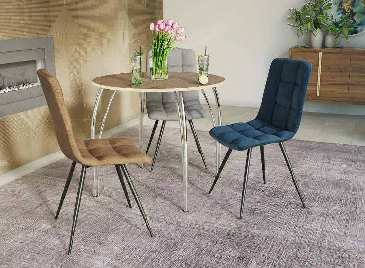 Стул Чили (замша карамель, ноги конус черный)