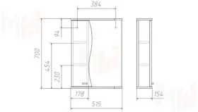 Зеркало-шкаф Волна 50 см