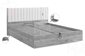 Кровать Адам с подъемным механизмом 160х200 дуб крафт золотой/белый (экокожа)