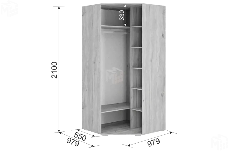 Лайк Шкаф угловой 06.01 дуб мария/графит