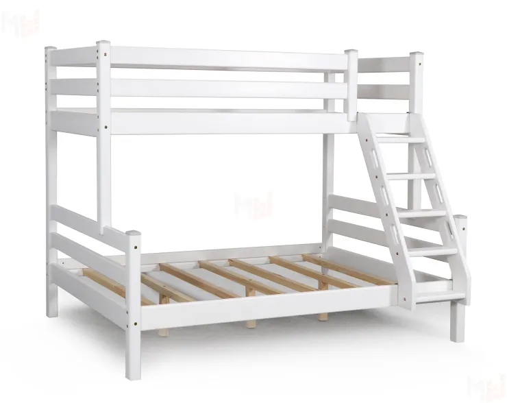 Кровать двухъярусная с наклонной лестницей Адель (белая)