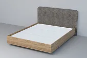 Кровать 031 Эго  Дуб Крафт Золотой/Стальной Серый  (Пуговицы) ЛН 1400х2000
