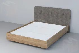 Кровать 031 Эго  Дуб Крафт Золотой/Стальной Серый  (Пуговицы) ЛН 1400х2000