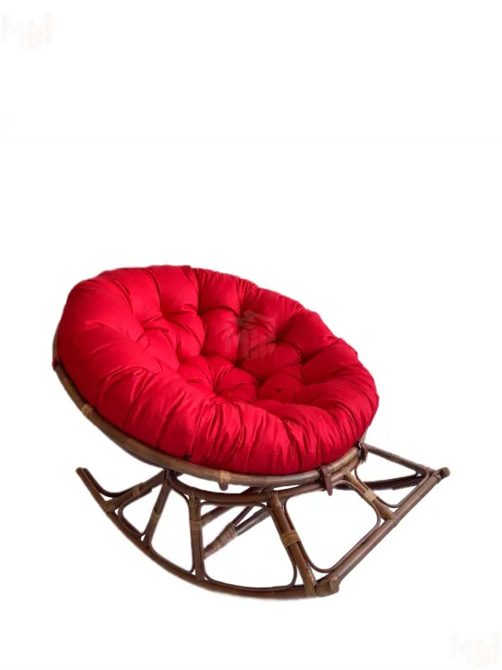 Кресло Папасан-качалка 23/01D с красной подушкой