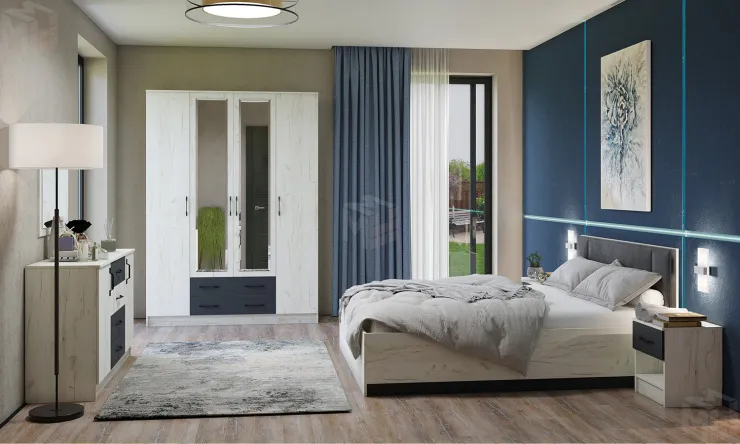 Спальня  БЕАТРИС Дуб Крафт белый - Антрацит №2