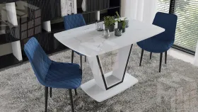 Стул OSCAR Черный муар, Велюр L005 синий