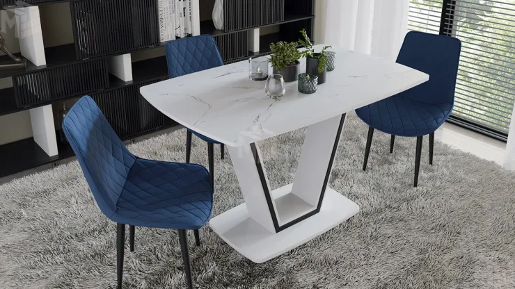 Стул OSCAR Черный муар, Велюр L005 синий