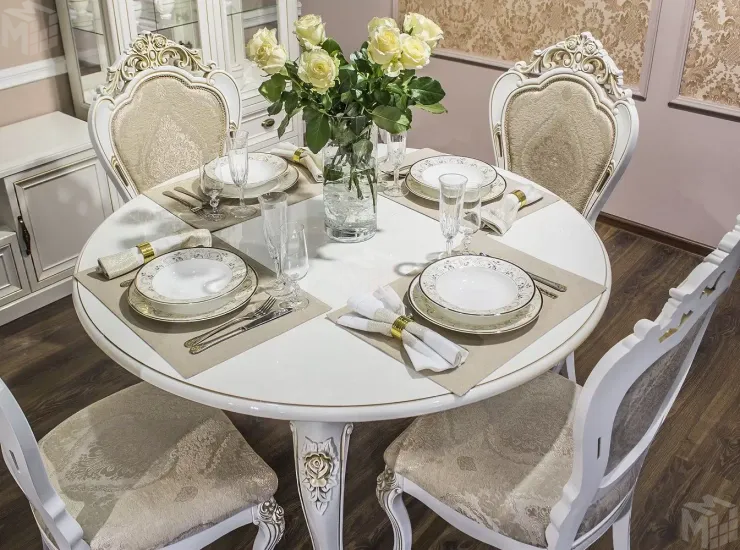 Стол Натали круглый белый глянец