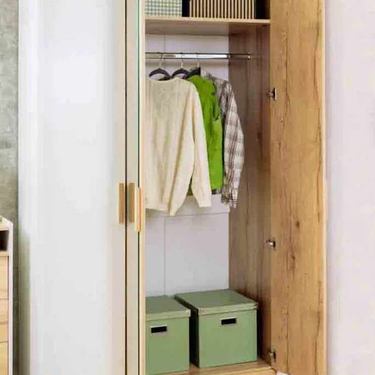 Шкаф для одежды и белья Айрис 444 Белый/Дуб золотистый