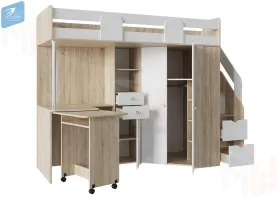 Кровать чердак Мийа_А (сонома/белый)