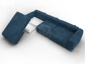Диван угловой Лига-066 НПБ Лонг угол левый ( BRUT 11 синий )