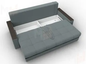 Диван прямой с декором Лига-096 НПБ ( Амур 07 серый/черный )