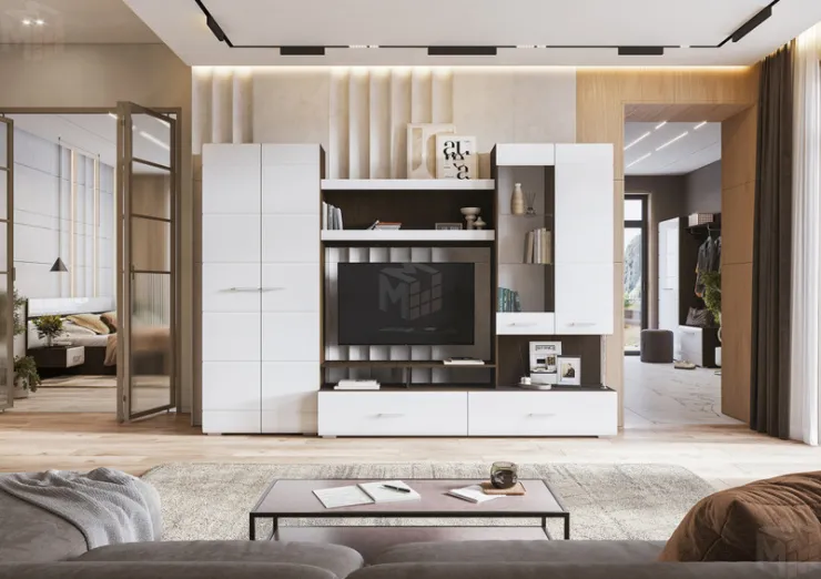 Гостиная Вегас 1 венге - белый глянец