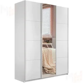 Шкаф-купе  широкий Прайм 3-х дверный ЛДСП, Зеркало 240 см